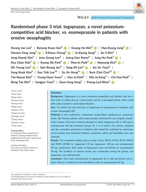 tegoprazan|Randomised phase 3 trial: tegoprazan, a novel potassium‐competitive.